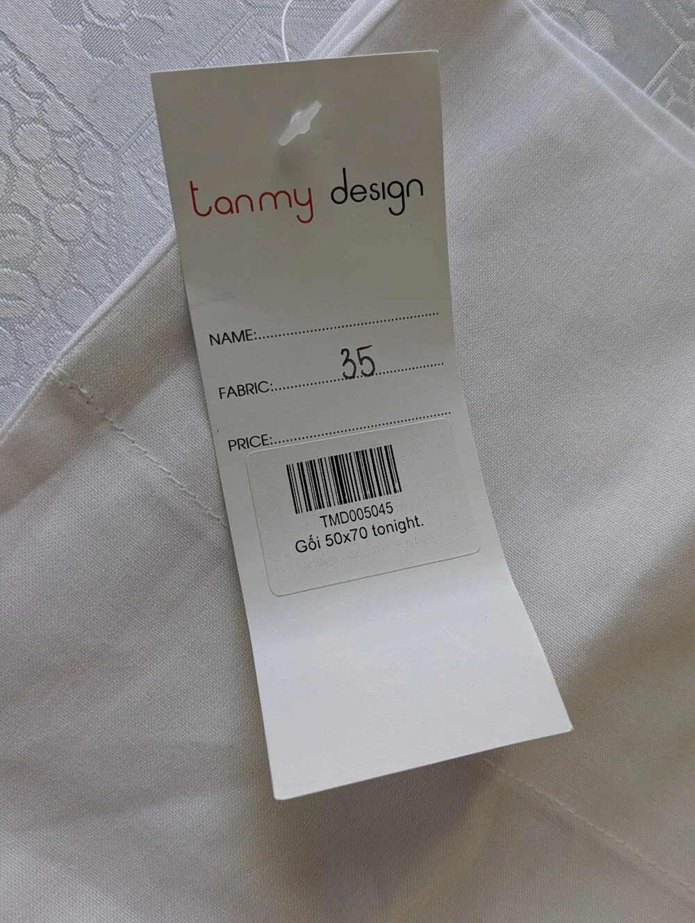 NWT White Linen Standard Pillow Case w/ Embroidered 